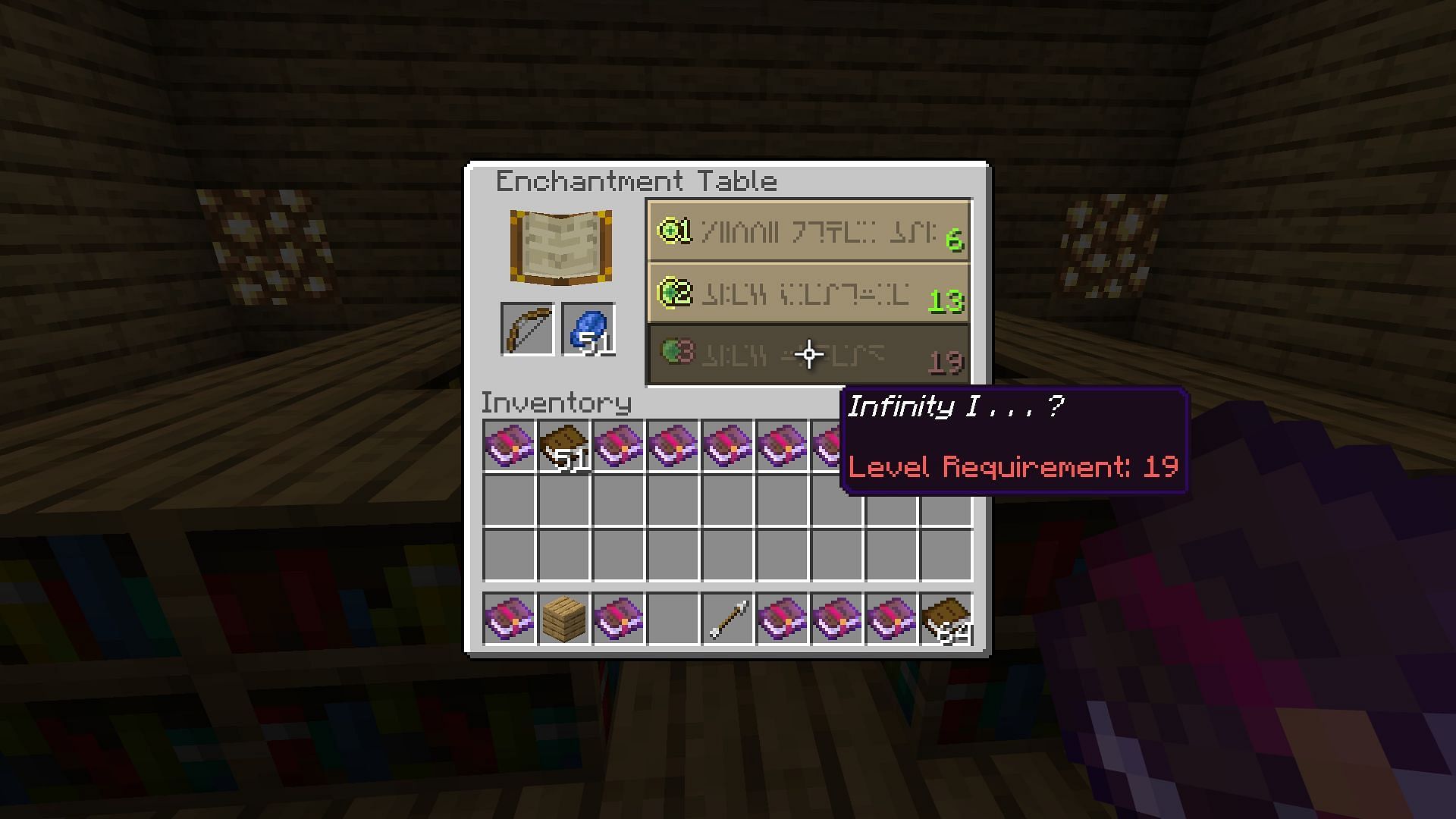 Infinity removes the need for standard ammunition (Image via Mojang)